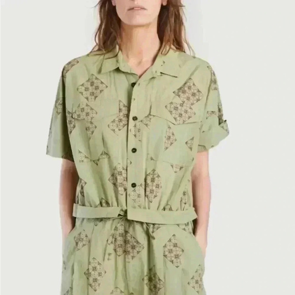 Laurence bras French printed playsuit romper in green paisley print in size 1 - Picture 6 of 12